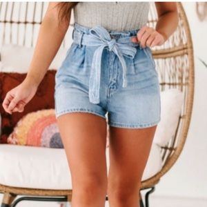 KanCan Paperbag Denim Shorts [Medium]